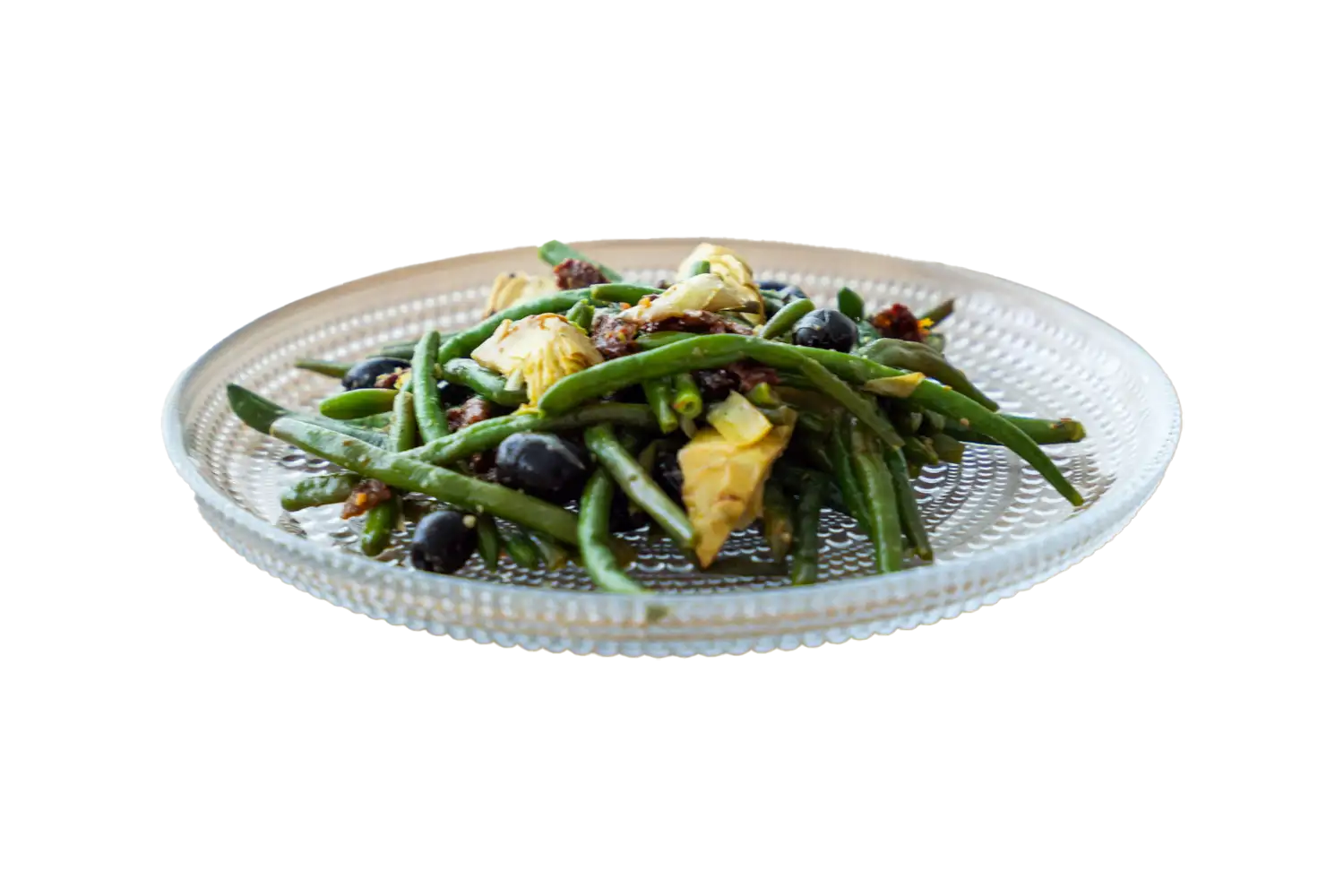 Haricots verts med soltorkade tomater