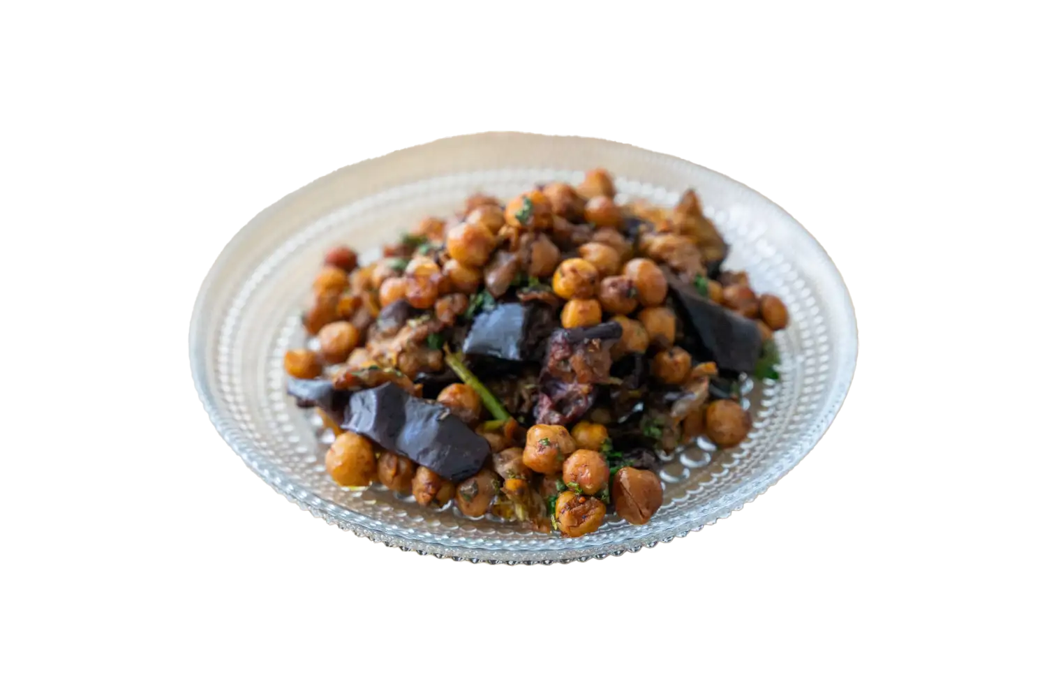 Rostade kikärtor med aubergine